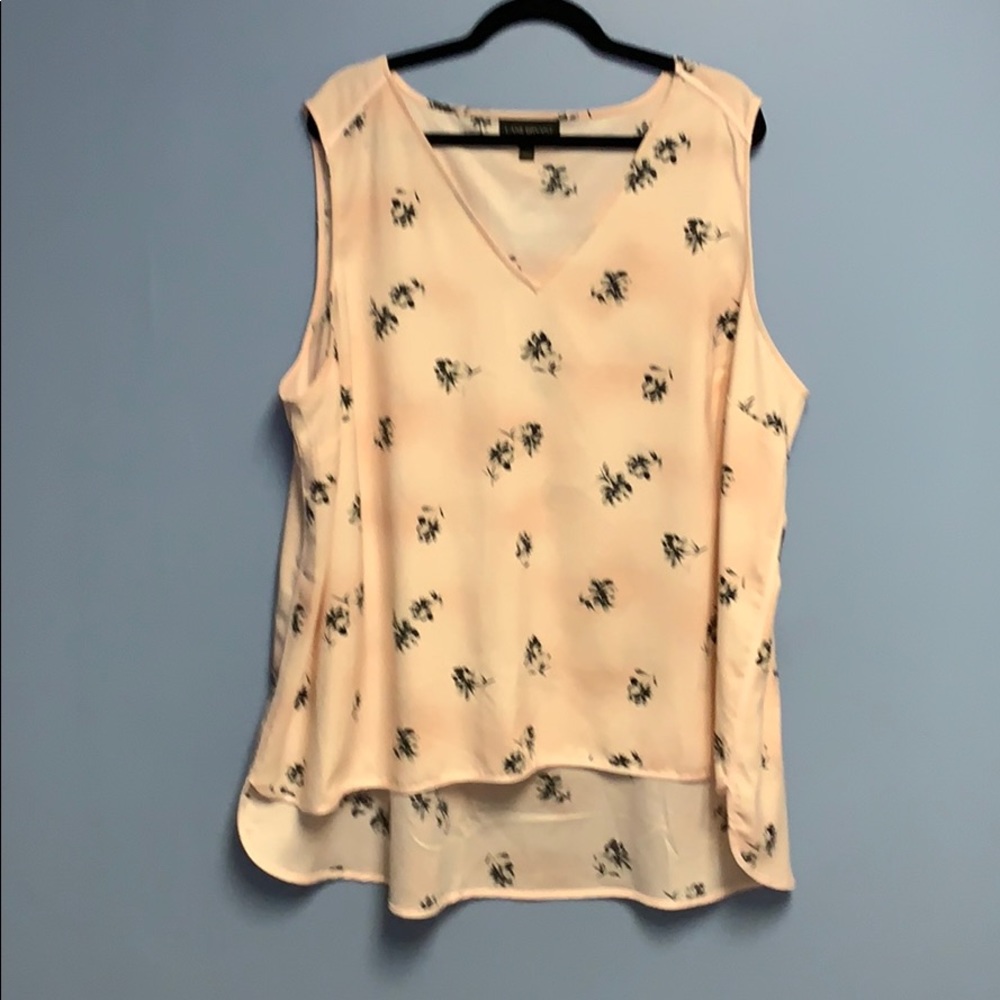 Pink floral tank top.
